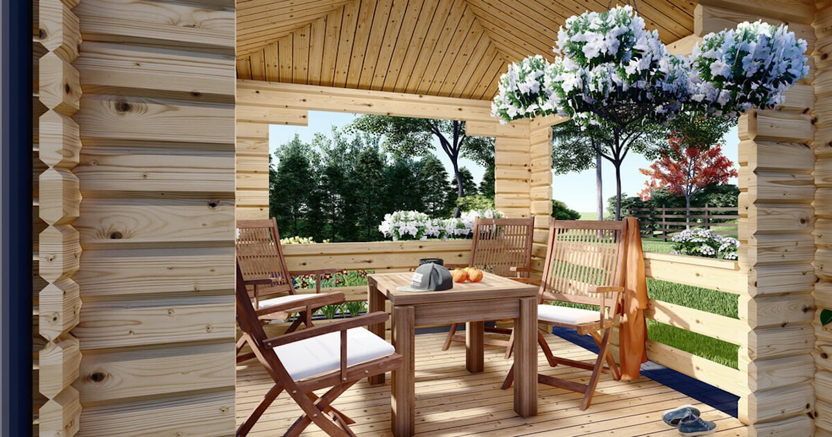 Tonnelle en bois FLORA (44 mm), 3x3 m, 9 m²
