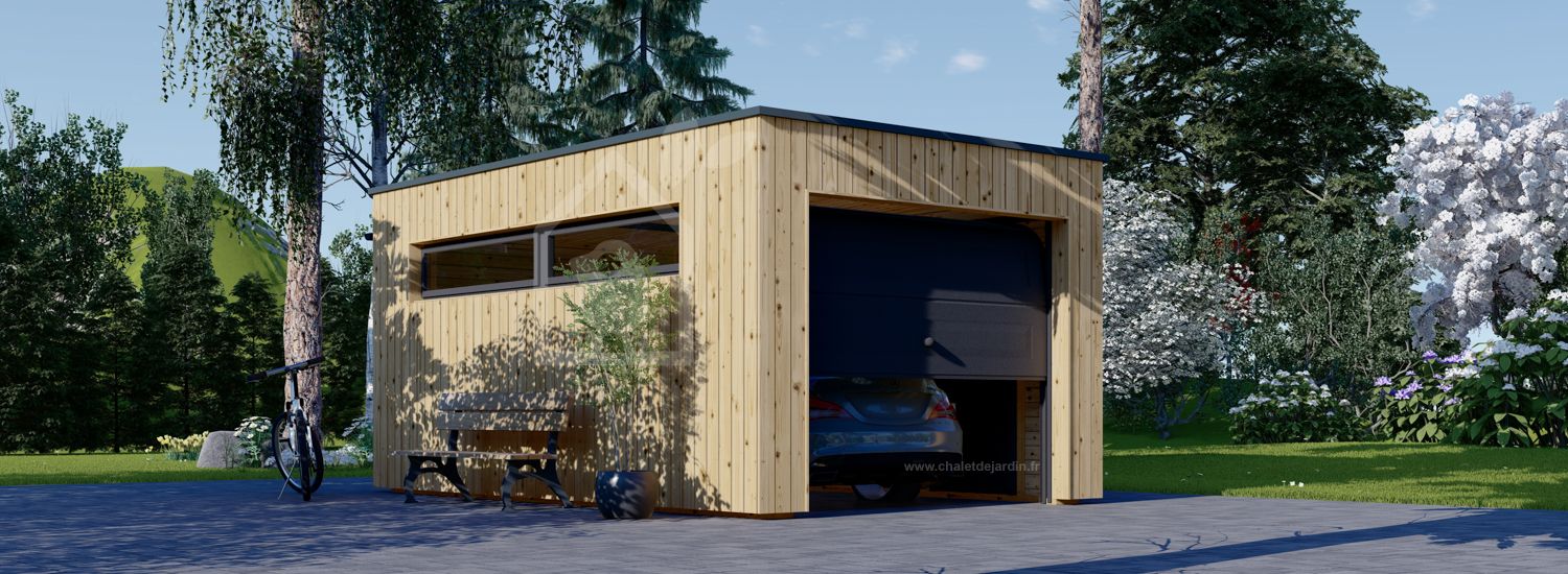 Garage en bois SILVIA F (34 mm + bardage), 3.4x5.4 m, 19.9 m² visualization 1
