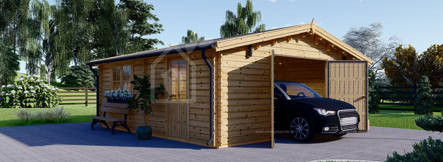 Garage en bois CLASSIC (44 mm), 5x6 m, 30 m²
